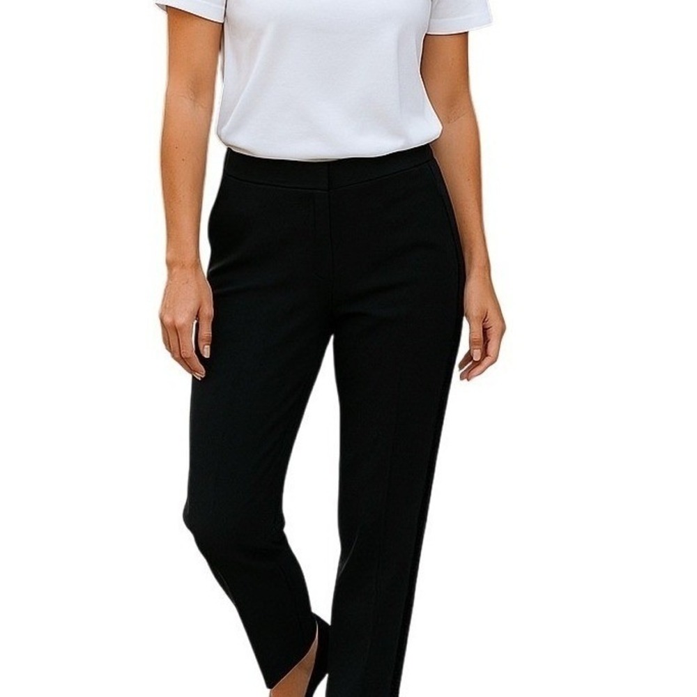 Simply Vera Vera Wang Black Velvet Trim Pull On Career Dress‎ Pants Straight L